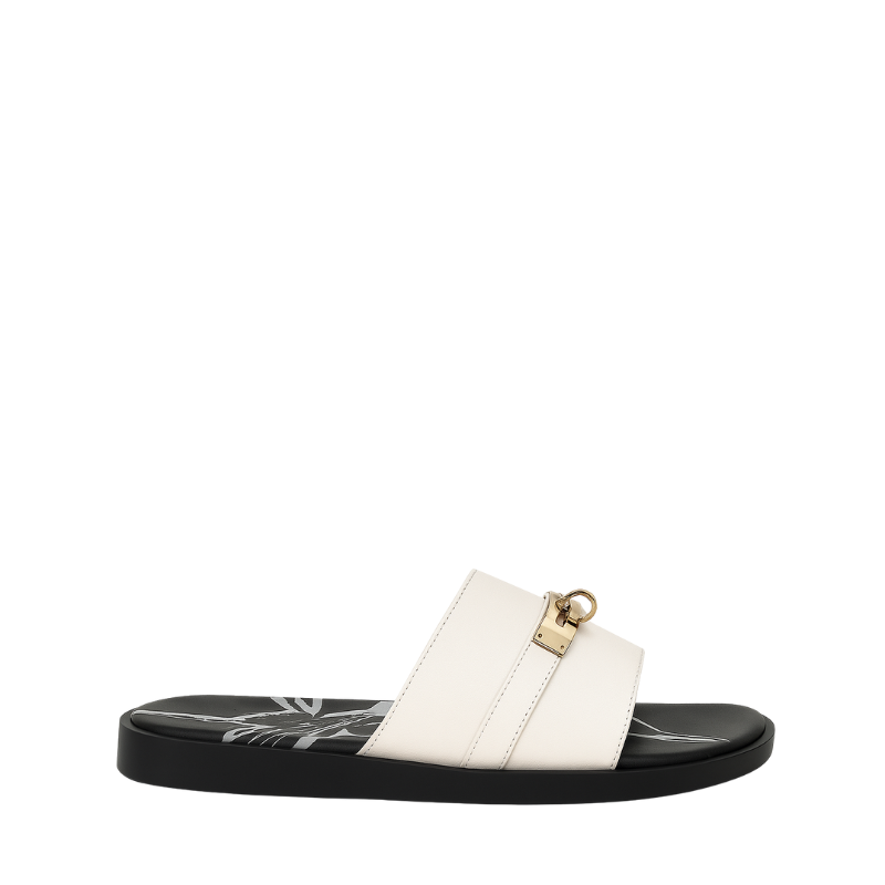 Mens Leather Slip on Casual Slider