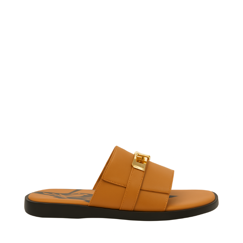Mens Leather Slip on Casual Slider