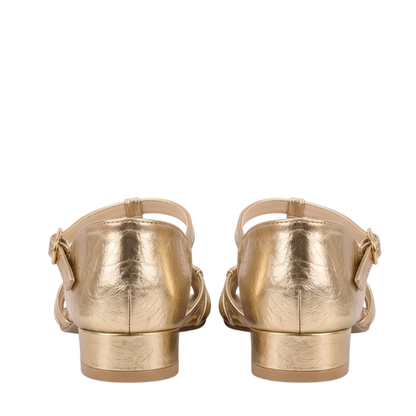 Premium Metallic Woven Ankle Strap Flats