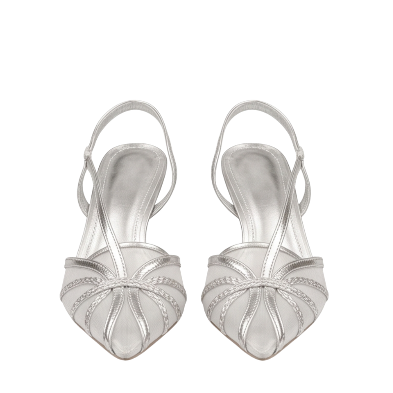 Metallic Knot Luxe Slingback Kitten Heels