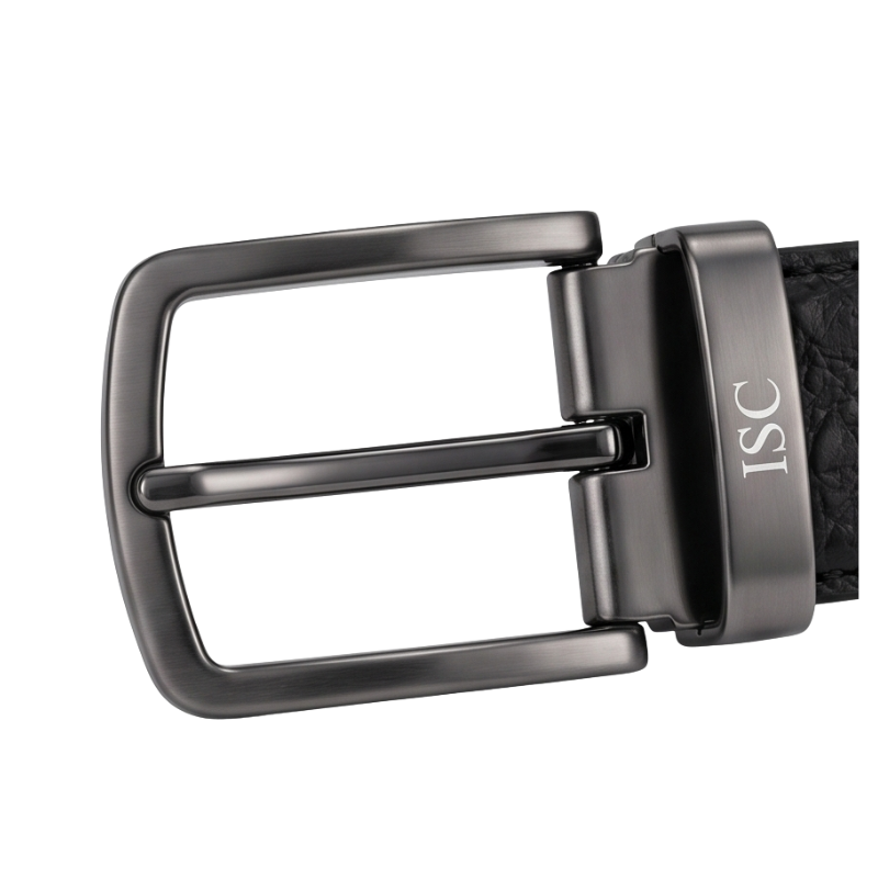 Midnight Ostrich Grain Genuine Leather Belt