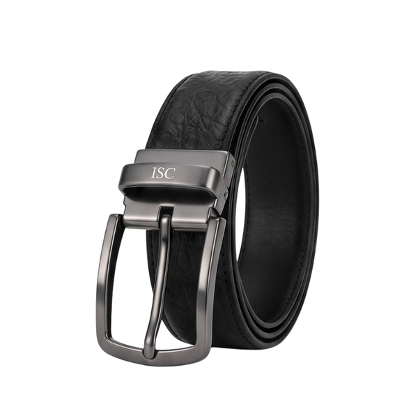 Midnight Ostrich Grain Genuine Leather Belt