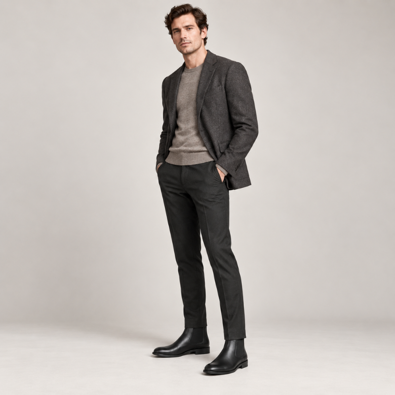 Midnight Polished Leather Chelsea Boots