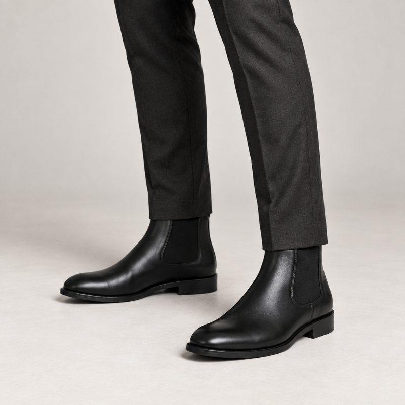 Midnight Polished Leather Chelsea Boots
