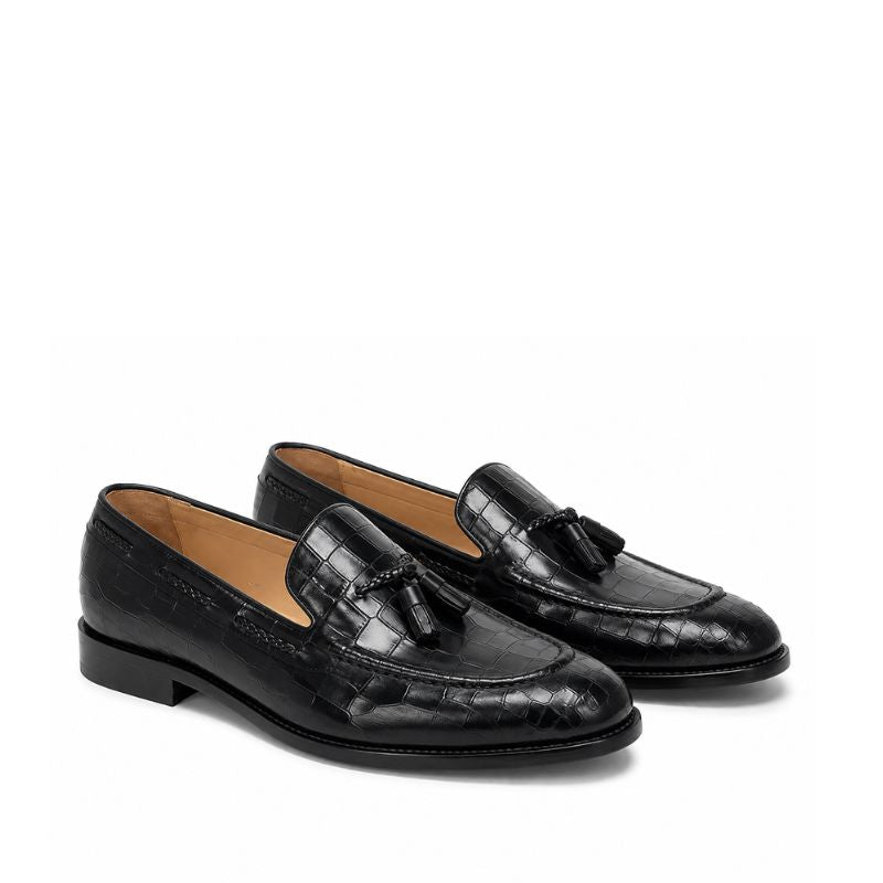 Midnight Croc Tassel Signature Loafers