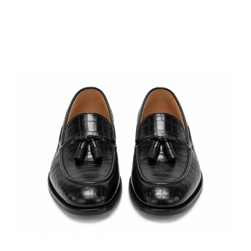 Midnight Croc Tassel Signature Loafers