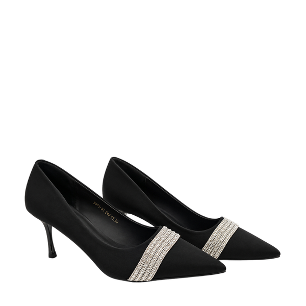 Midnight Crystal Pointed Heel Pumps