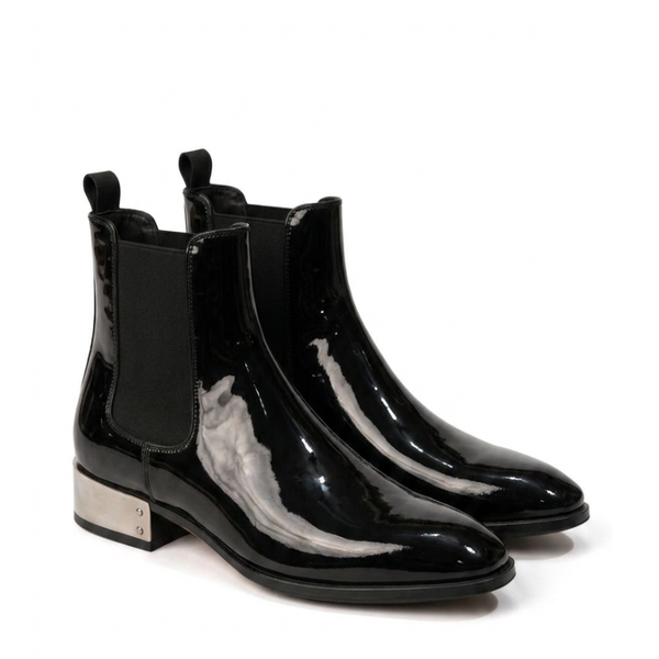 Midnight Elegance Metallic Heel Chelsea Boots