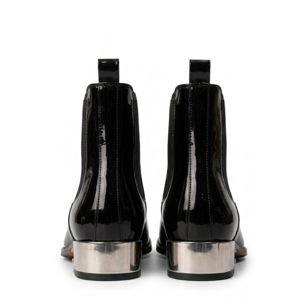 Midnight Elegance Metallic Heel Chelsea Boots