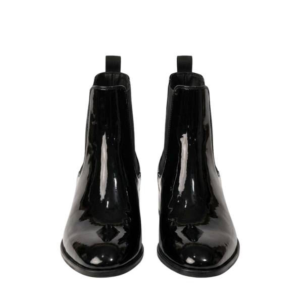 Midnight Elegance Metallic Heel Chelsea Boots