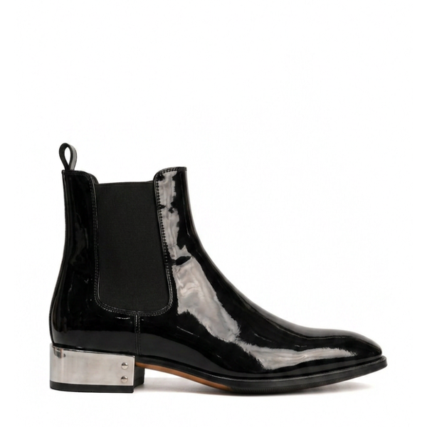 Midnight Elegance Metallic Heel Chelsea Boots