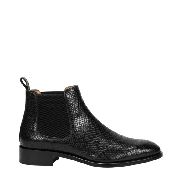 Midnight Italian Snakeskin Luxe Chelsea Boots
