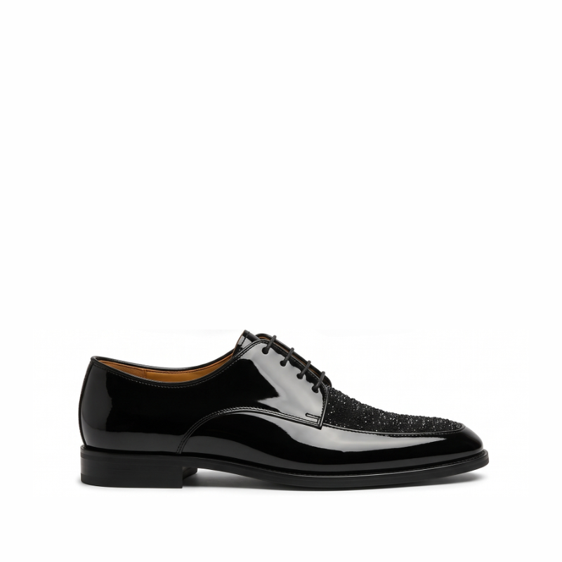 Midnight Patent Glitter Derby Shoes