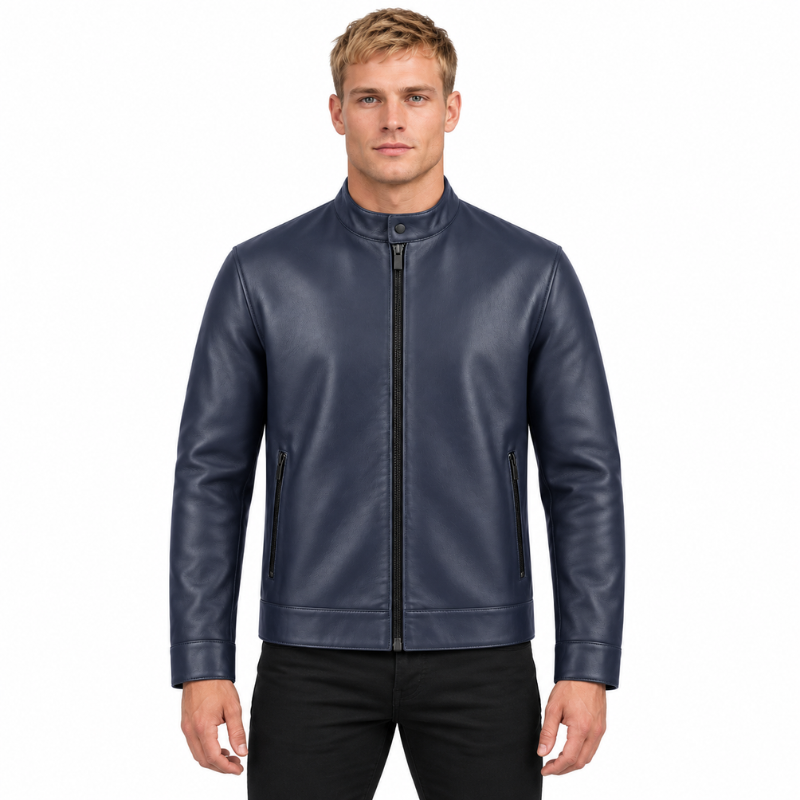 Midnight Stand Collar Leather Jacket
