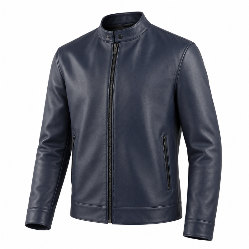 Midnight Stand Collar Leather Jacket