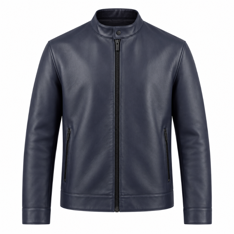 Midnight Stand Collar Leather Jacket