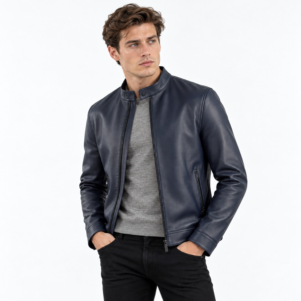 Midnight Stand Collar Leather Jacket