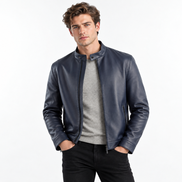 Midnight Stand Collar Leather Jacket