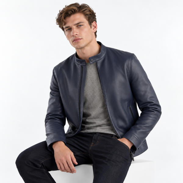Midnight Stand Collar Leather Jacket
