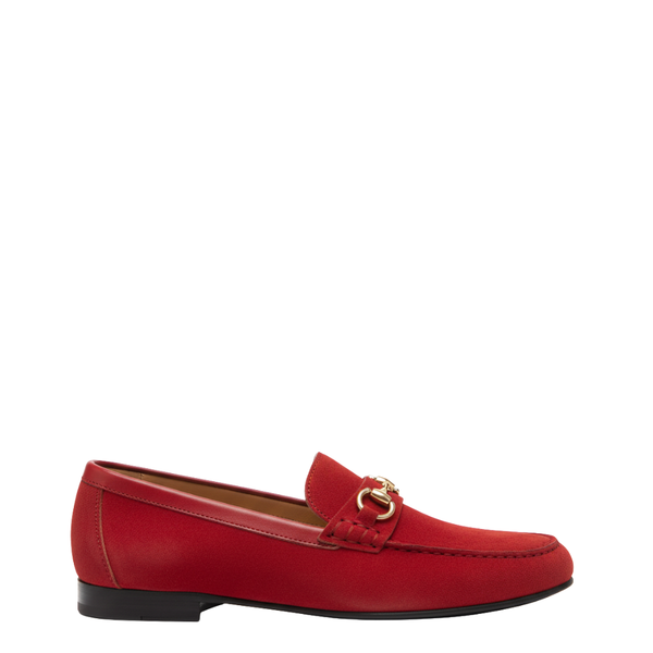 Royale Suede Italian Horsebit Loafers - Red