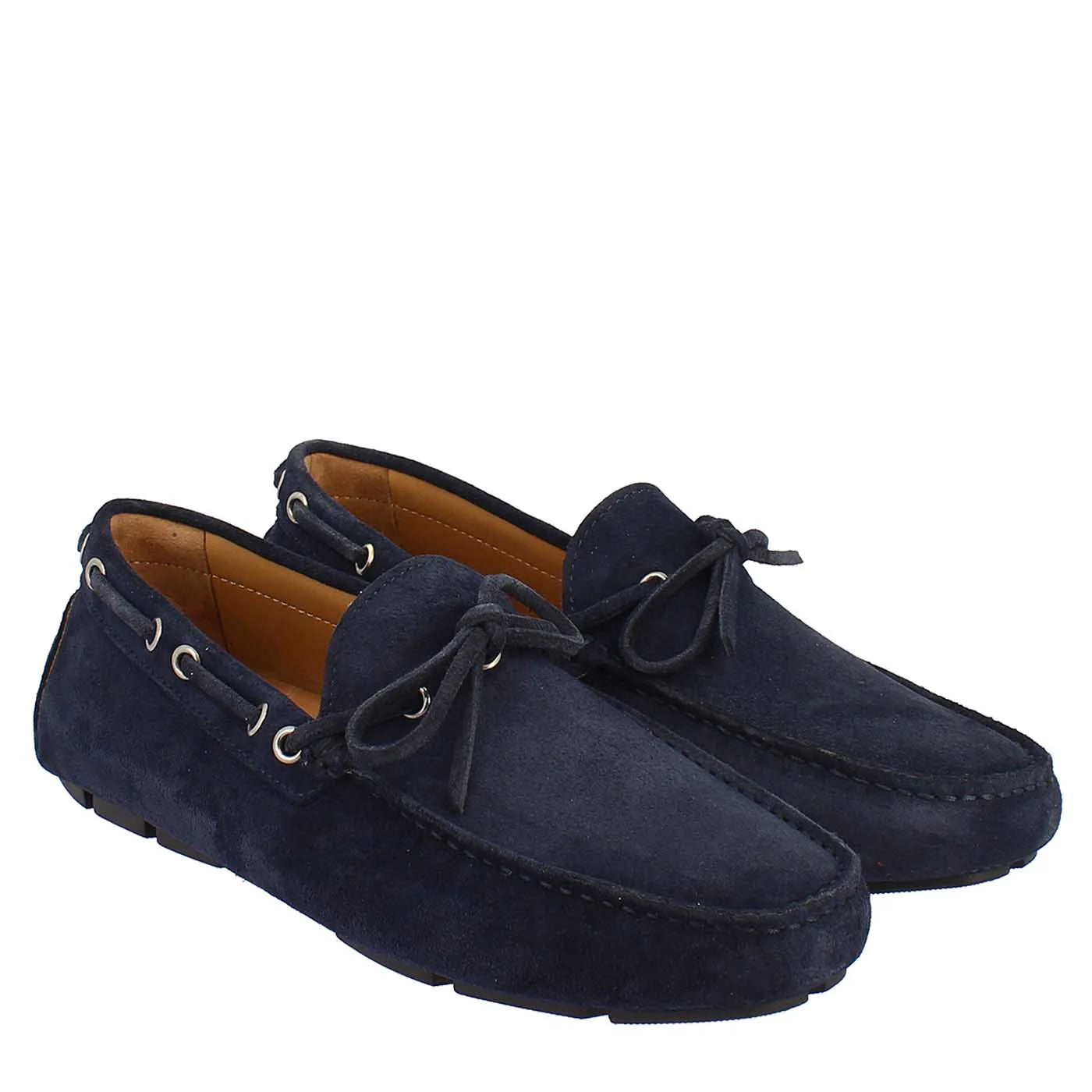 Handmade Carshoe Loafers in Navy Blue Suede