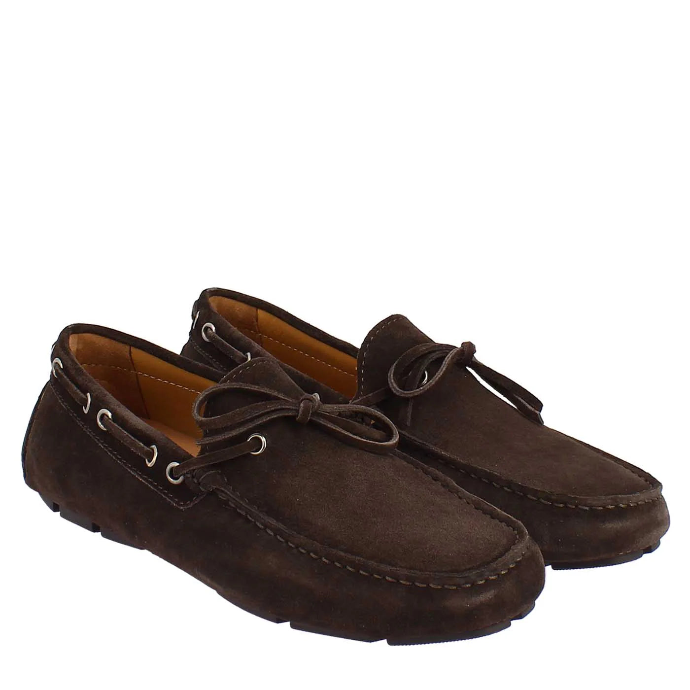 Handmade Carshoe Loafers in Brown Suede
