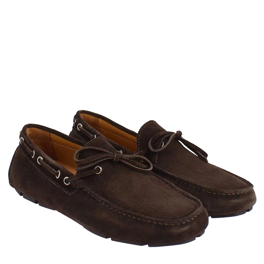 Handmade Carshoe Loafers in Brown Suede