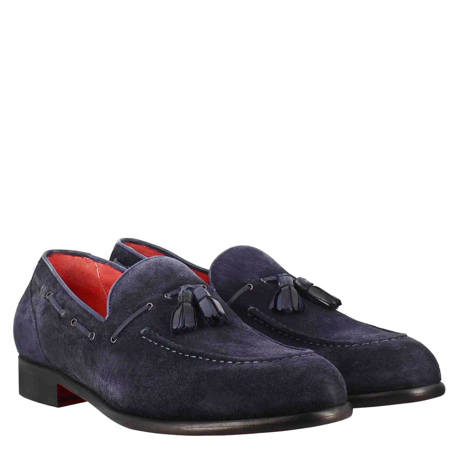 Classic Dark Blue Suede Tassel Loafer