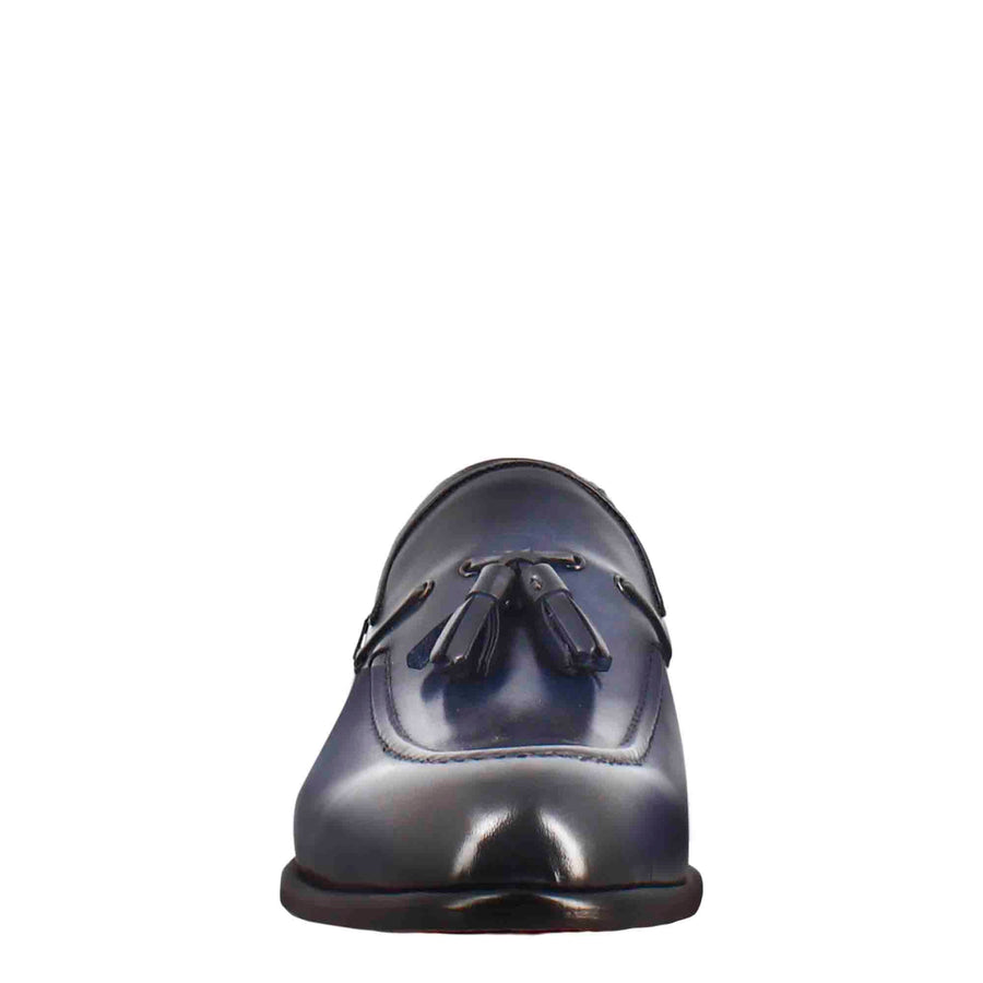 Dark Blue Leather Moccasin