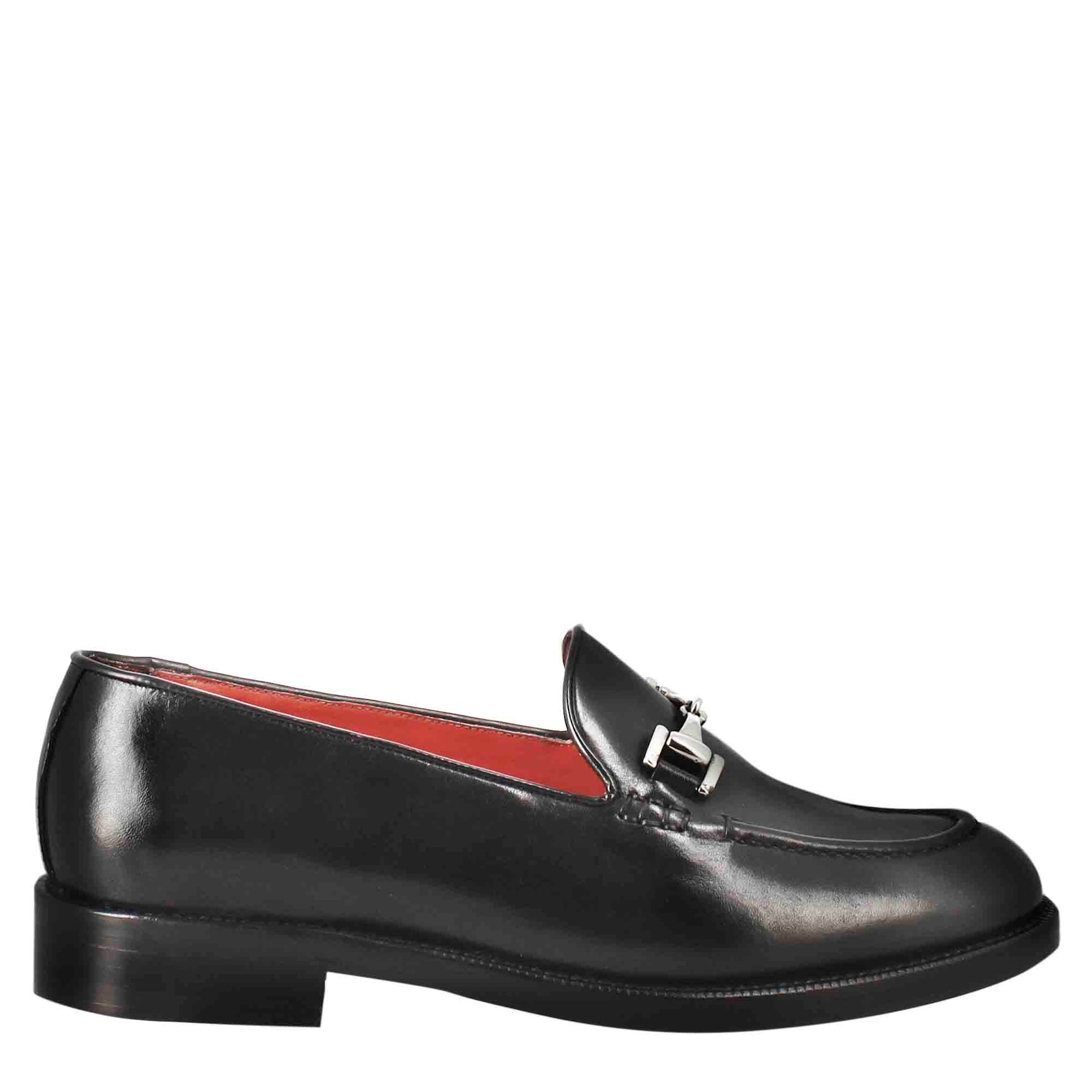 Black Leather Women's Moccasin