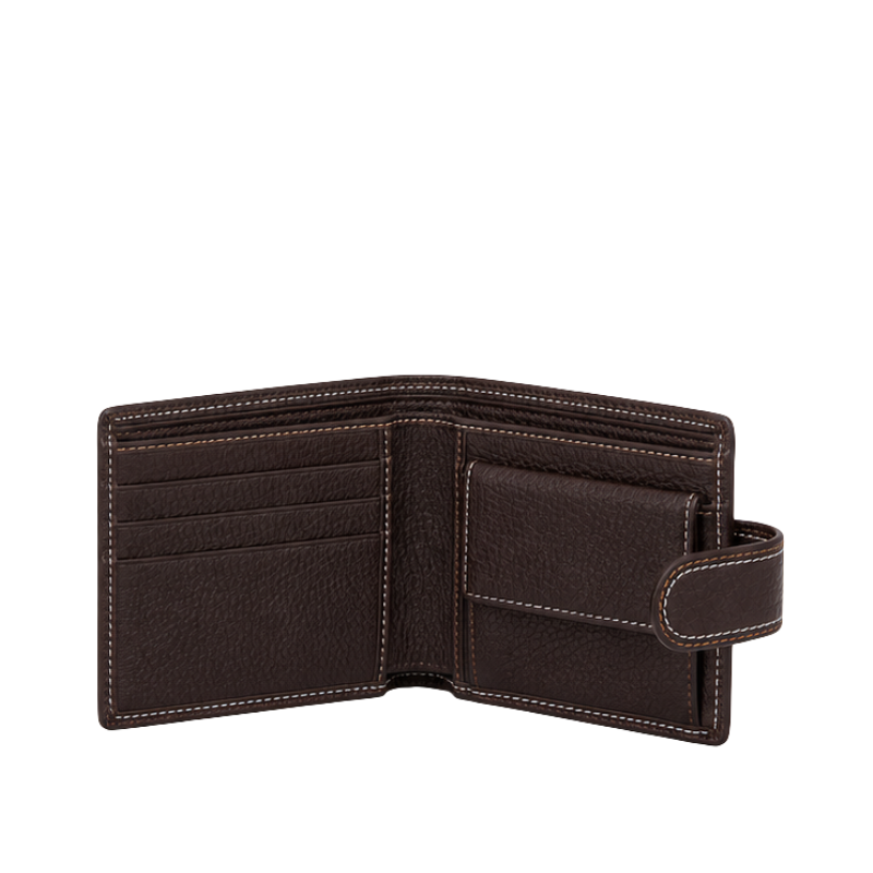 Mocha Heritage Contrast-Stitch Bifold Wallet
