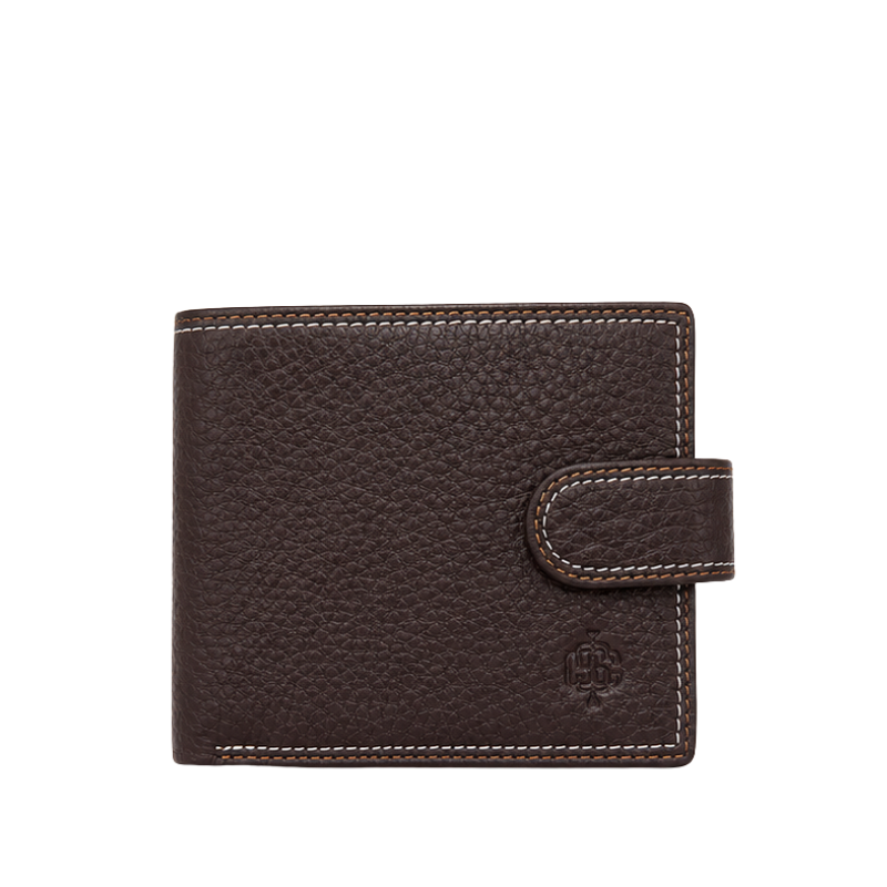 Mocha Heritage Contrast-Stitch Bifold Wallet