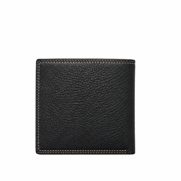 Mocha Heritage Contrast-Stitch Bifold Wallet - Black