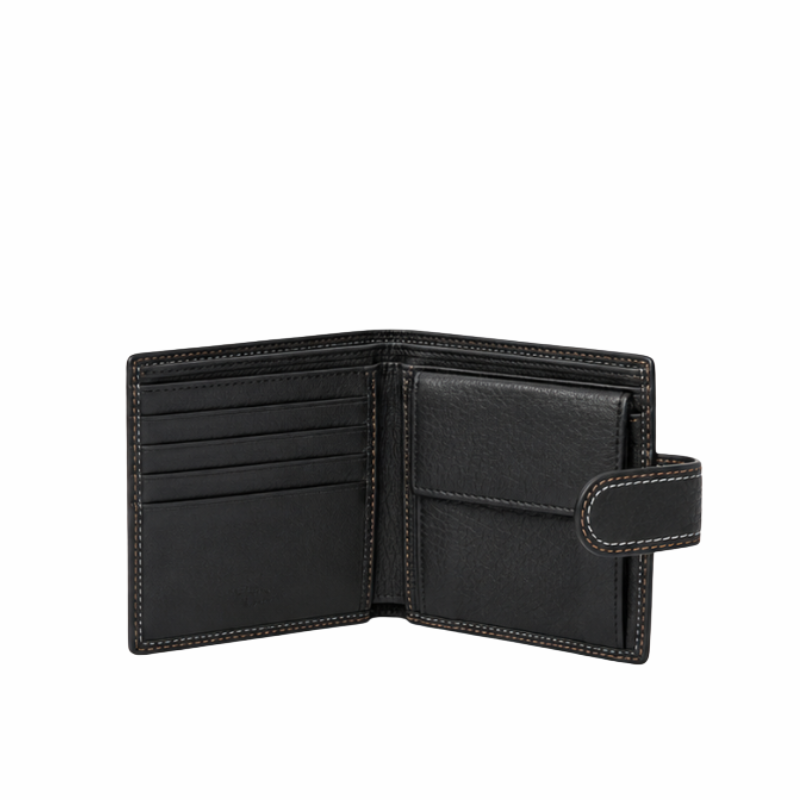 Mocha Heritage Contrast-Stitch Bifold Wallet