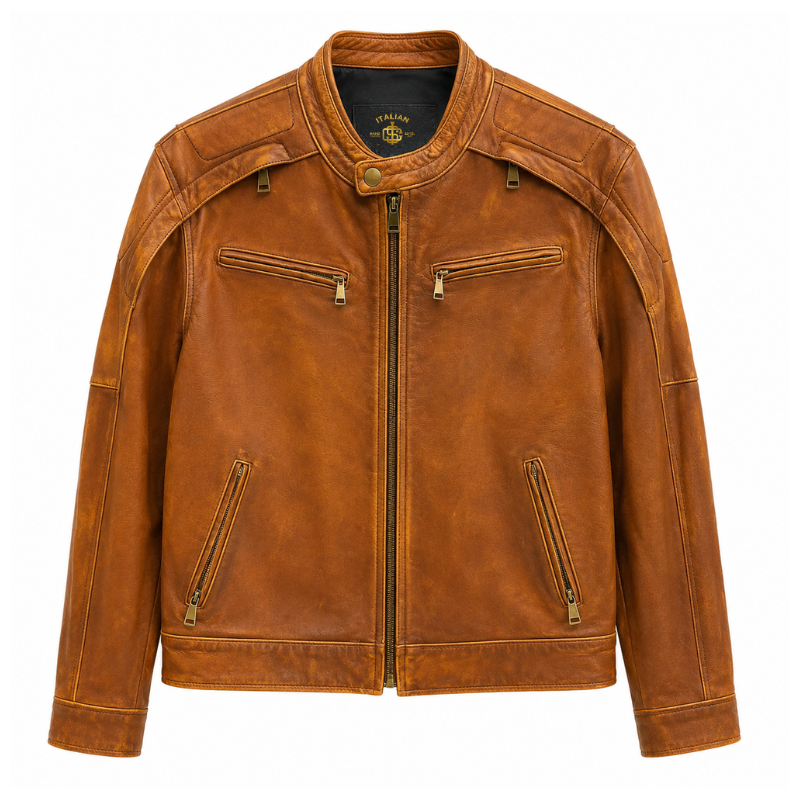 Montario Luxury Italian Leather Racer Jacket