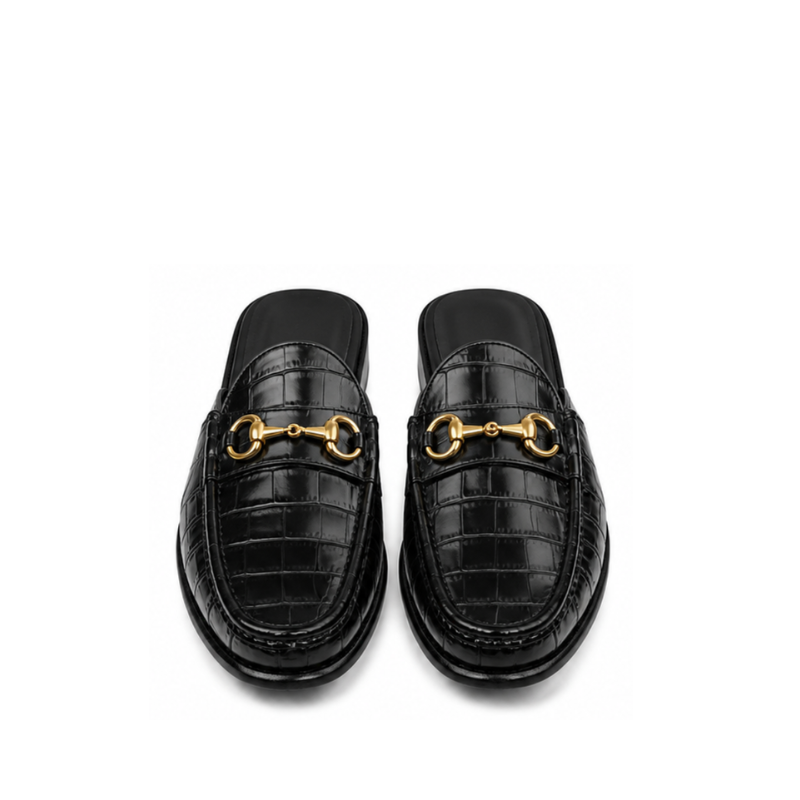 Nero Croc Luxury Mule