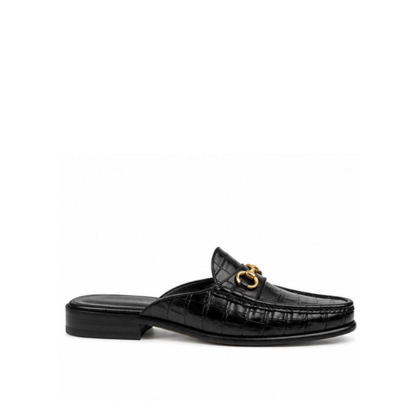 Nero Croc Luxury Mule