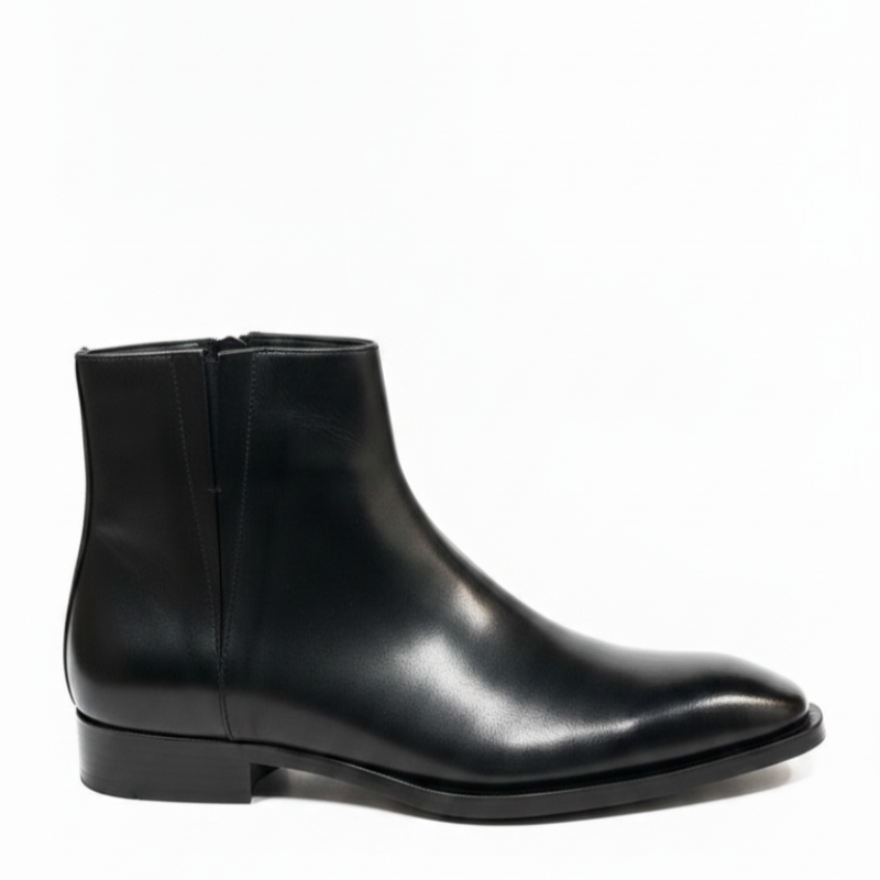 Noble Heritage Minimalist Black Side Zipper Boots