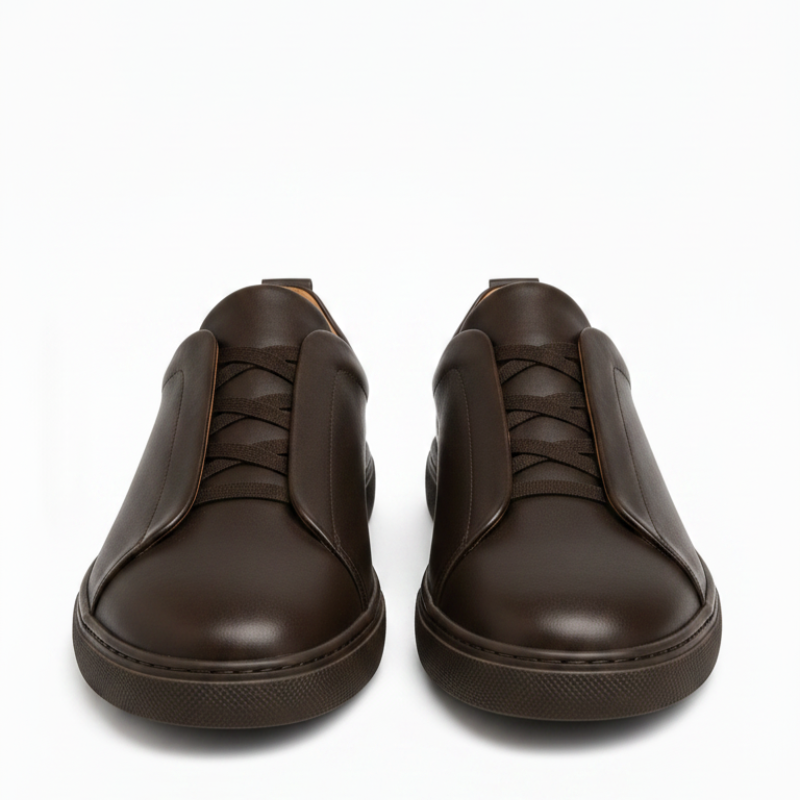 Noir Triple Stitch Leather Sneaker