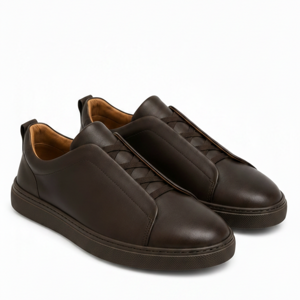 Noir Triple Stitch Leather Sneaker