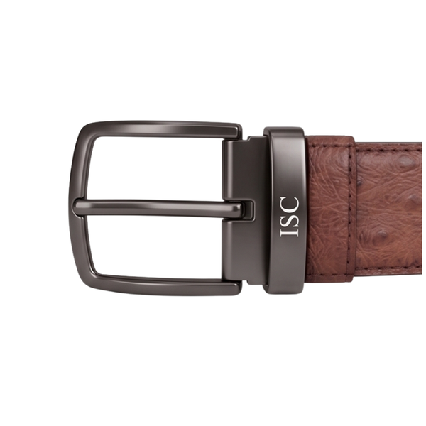 Ostrich-embossed Italian Leather Belt