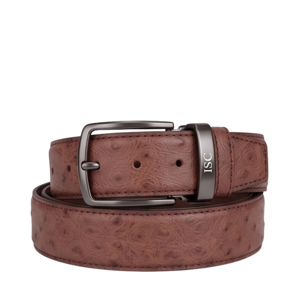 Ostrich-embossed Italian Leather Belt