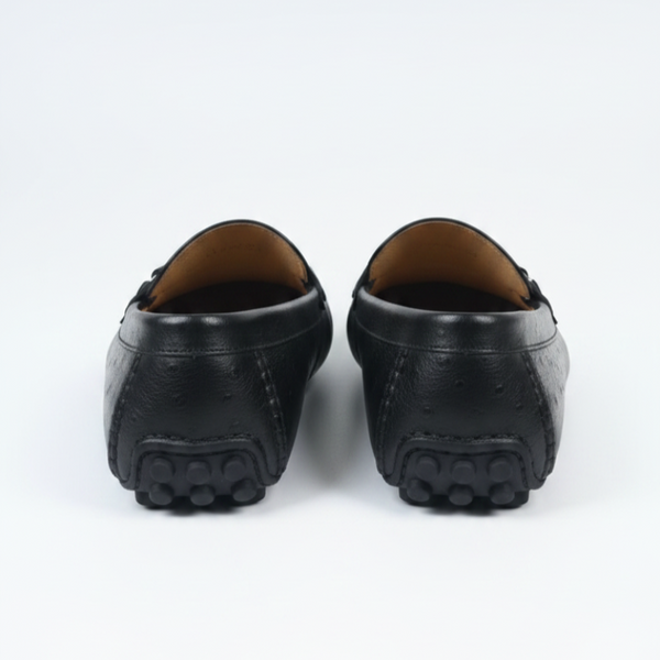 Ostrich Pattern Textured Italian Leather Loafers