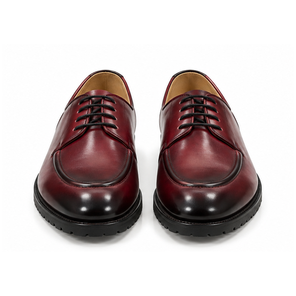 Oxblood Burnished Apron-Toe Derby Shoes