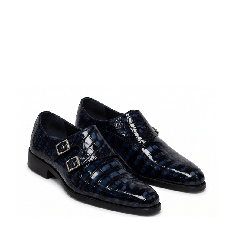 Patent Leather Double Monk Strap Shoes