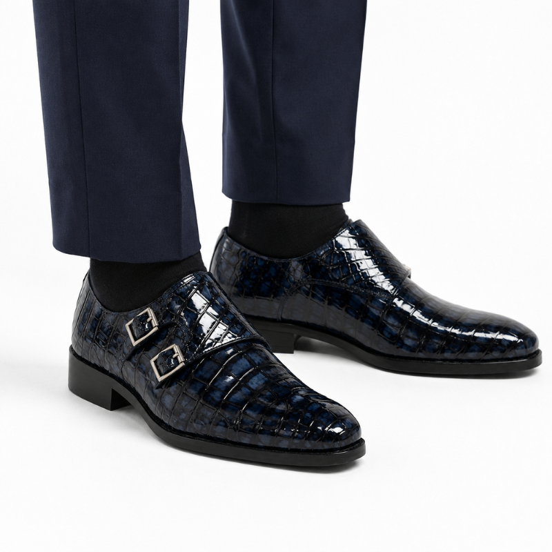 Patent Leather Double Monk Strap Shoes