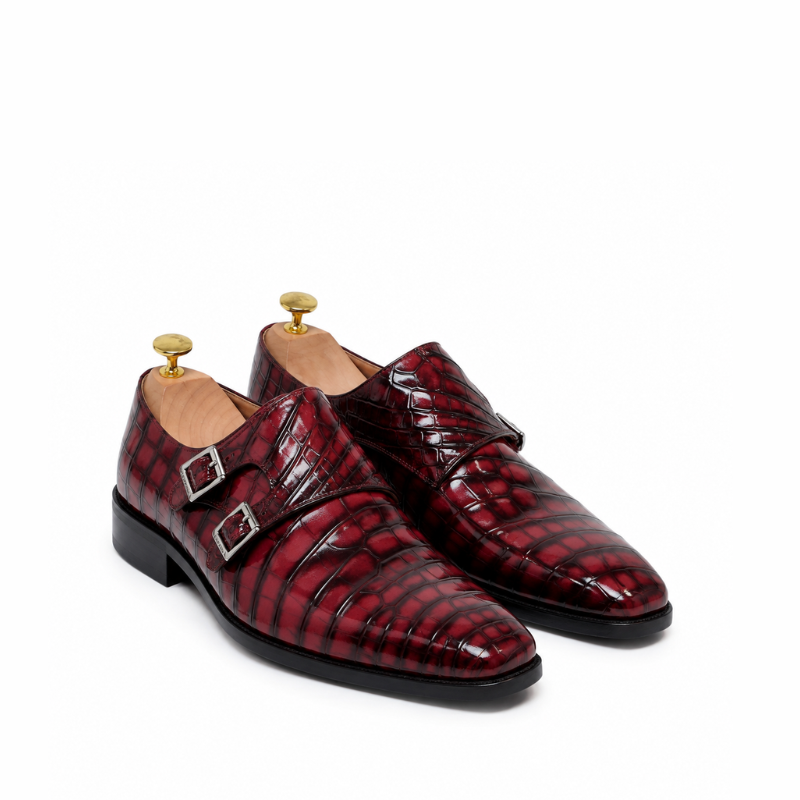 Patent Leather Double Monk Strap Shoes