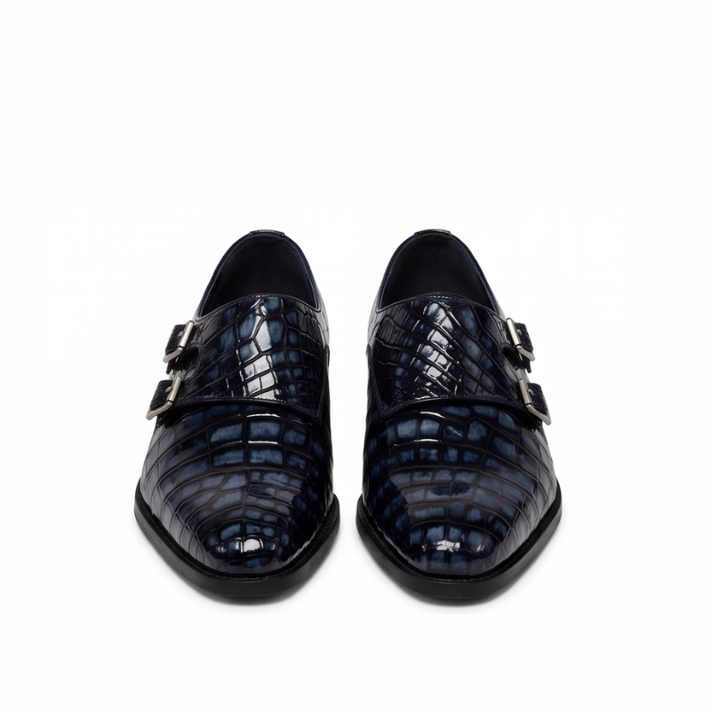 Patent Leather Double Monk Strap Shoes