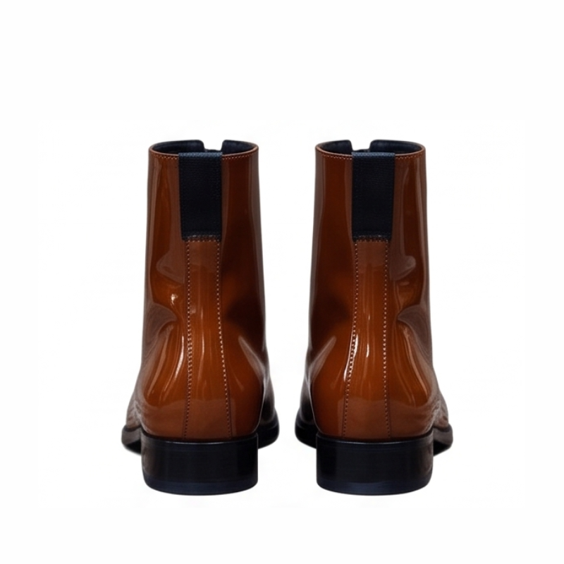 Patent Leather Zipper Ankle Boots