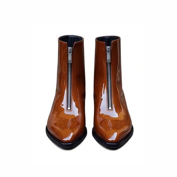 Patent Leather Zipper Ankle Boots